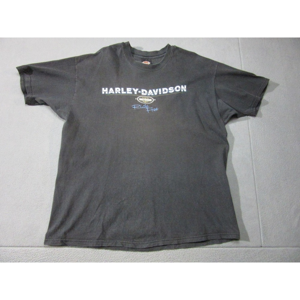 Vintage Harley Davidson Shirt Mens 2XL Black Jims Ride Free St Pete Beach FL